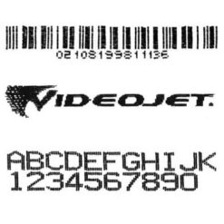 ตัวอย่างการพิมพ์ ตัวอักษร โลก้ และบาร์โค้ด VJ1580
